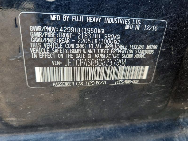 Aukcja sprzedaży 2016 Subaru Impreza, vin: JF1GPAS68G8237984, numer aukcji: 59674556