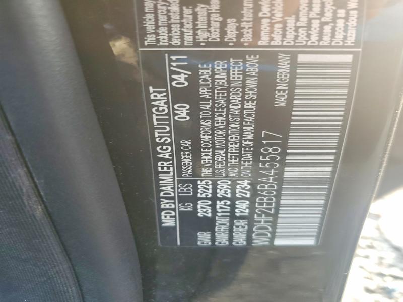 60030806 :رقم المزاد ، WDDHF2EB6BA455817 vin ، 2011 Mercedes-benz E مزاد بيع