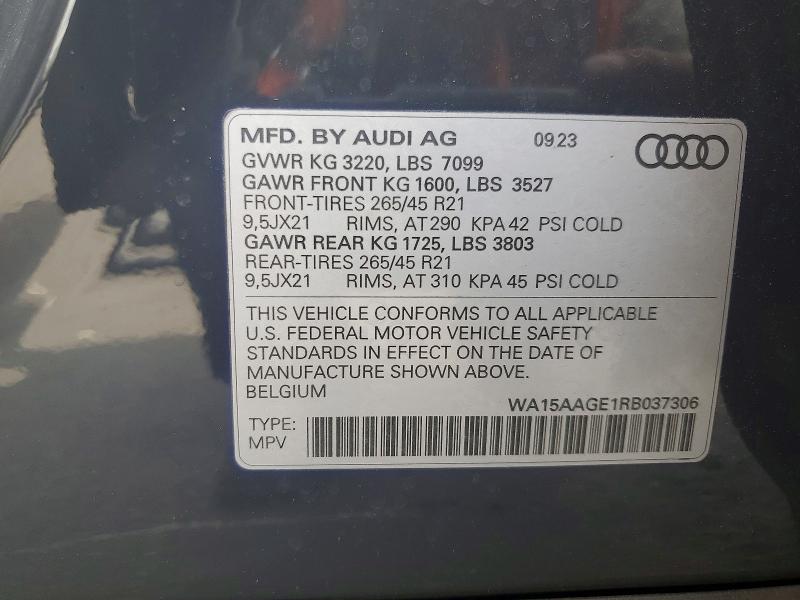 Aukcja sprzedaży 2024 Audi Q8 E-tron, vin: WA15AAGE1RB037306, numer aukcji: 59734546