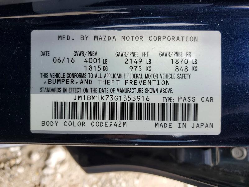 Aukcja sprzedaży 2016 Mazda 3, vin: JM1BM1K73G1353916, numer aukcji: 60496086