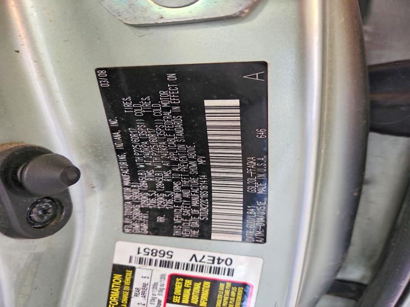 60316316 :رقم المزاد ، 5TDZK22C18S181414 vin ، 2008 Toyota Sienna مزاد بيع