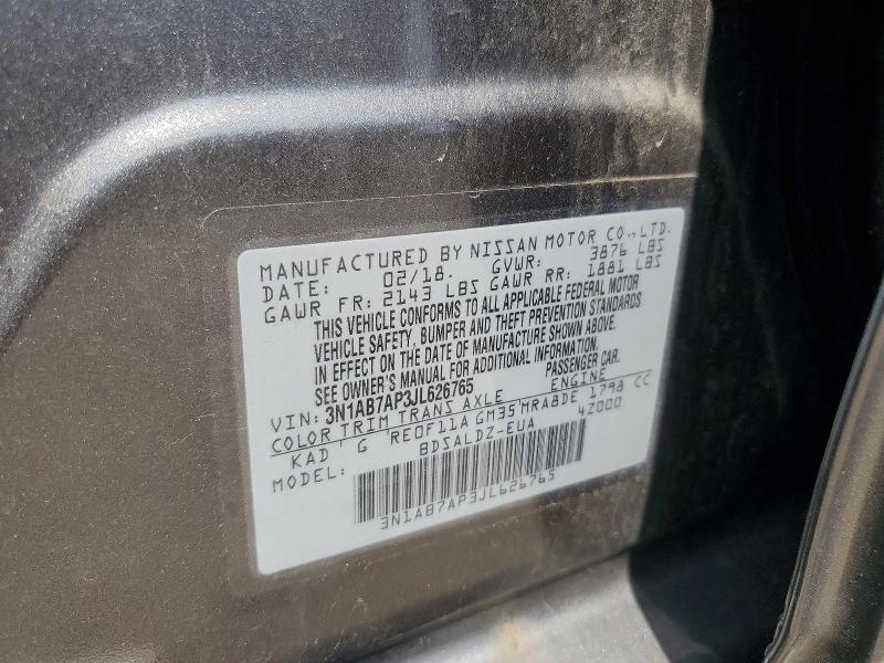 61973046 :رقم المزاد ، 3N1AB7AP3JL626765 vin ، 2018 Nissan Sentra مزاد بيع