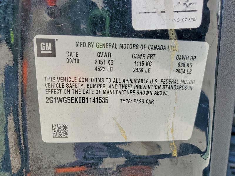 Продаж на аукціоні авто 2011 Chevrolet Impala, vin: 2G1WG5EK0B1141535, номер лоту: 62280766