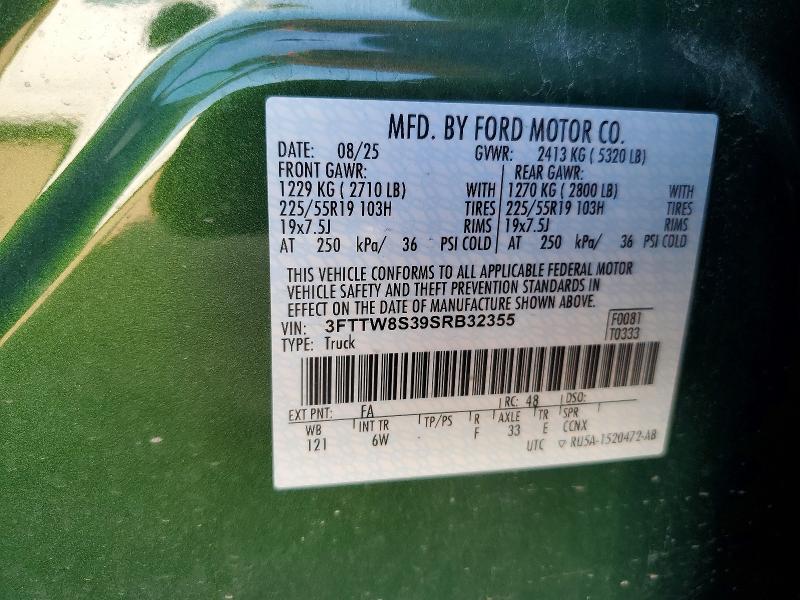 Auction sale of the 2025 Ford Maverick, vin: 3FTTW8S39SRB32355, lot number: 61703286