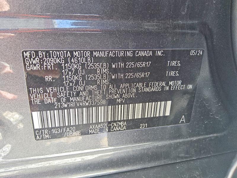 Продажа на аукционе авто 2024 Toyota Rav4, vin: 2T3W1RFV4RW337598, номер лота: 60065646