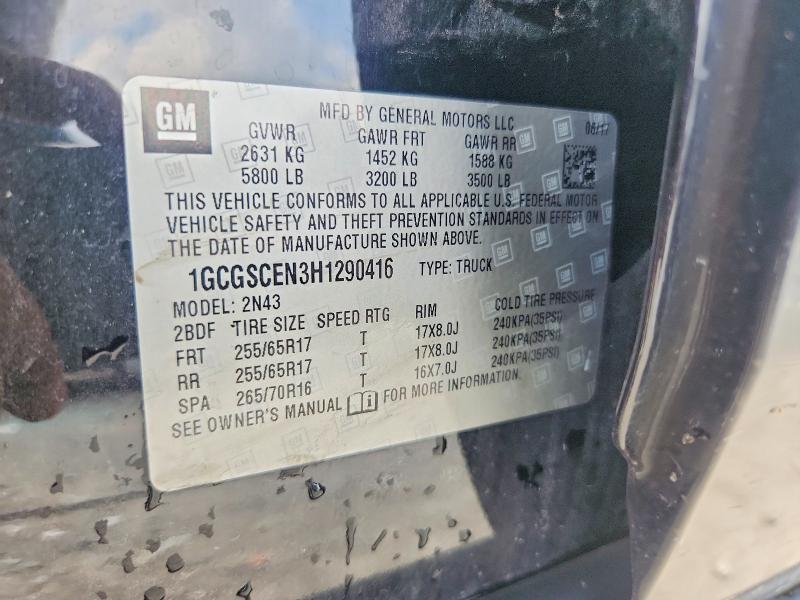 Aukcja sprzedaży 2017 Chevrolet Colorado, vin: 1GCGSCEN3H1290416, numer aukcji: 59671026