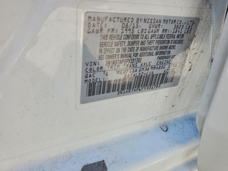 Aukcja sprzedaży 2015 Nissan Sentra, vin: 3N1AB7AP6FY331783, numer aukcji: 62624266