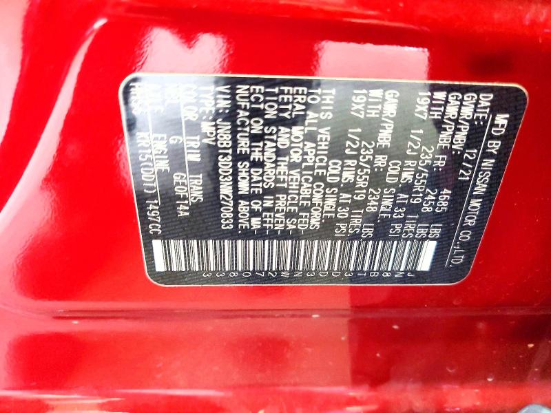 Продажа на аукционе авто 2022 Nissan Rogue, vin: JN8BT3DD3NW270833, номер лота: 60895286