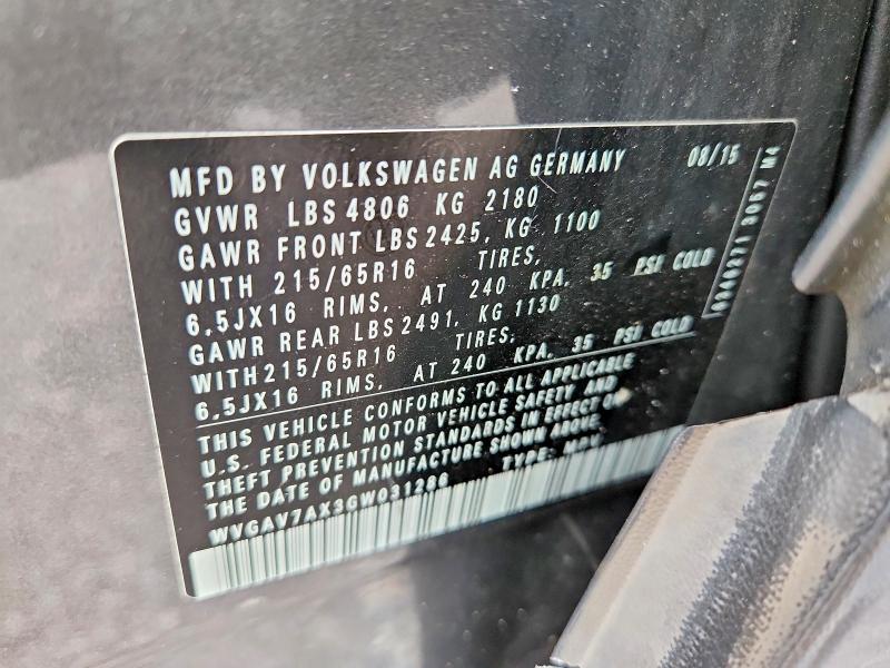 Продаж на аукціоні авто 2016 Volkswagen Tiguan, vin: WVGAV7AX3GW031286, номер лоту: 60090976