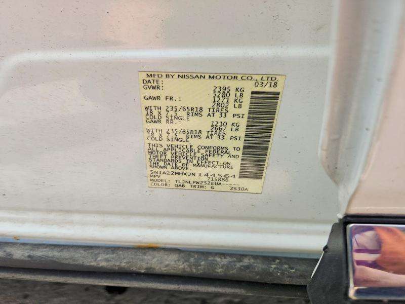 59757466 :رقم المزاد ، 5N1AZ2MHXJN144564 vin ، 2018 Nissan Murano مزاد بيع