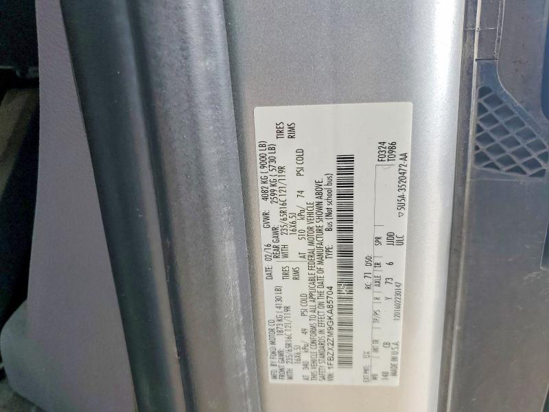 Продажа на аукционе авто 2016 Ford Transit, vin: 1FBZX2ZM9GKA85704, номер лота: 60769016