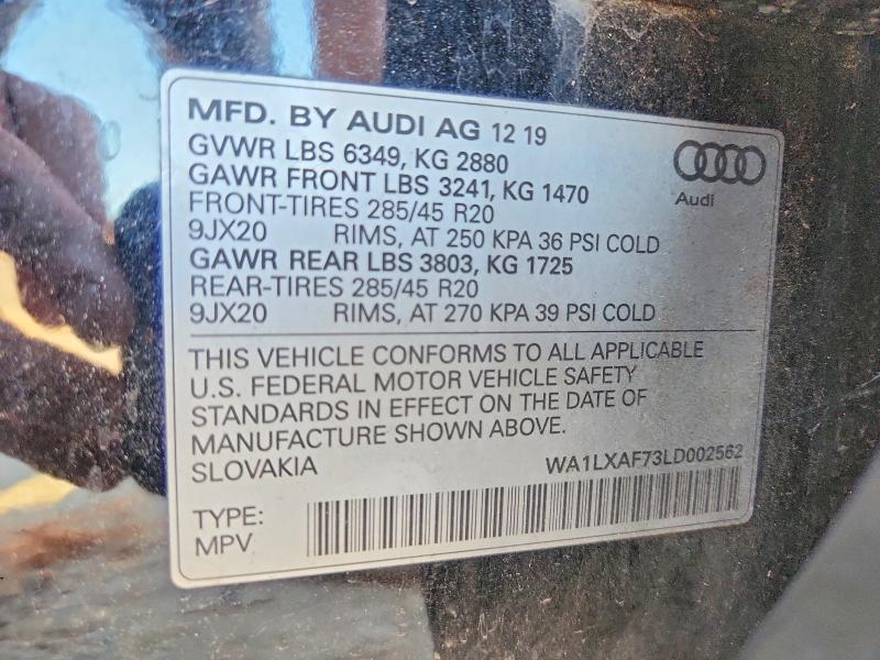 61342976 :رقم المزاد ، WA1LXAF73LD002562 vin ، 2020 Audi Q7 مزاد بيع