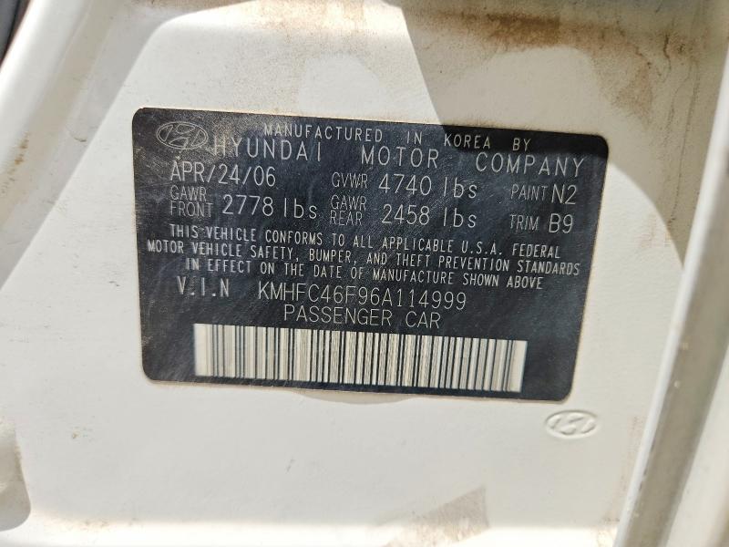60422236 :رقم المزاد ، KMHFC46F96A114999 vin ، 2006 Hyundai Azera مزاد بيع