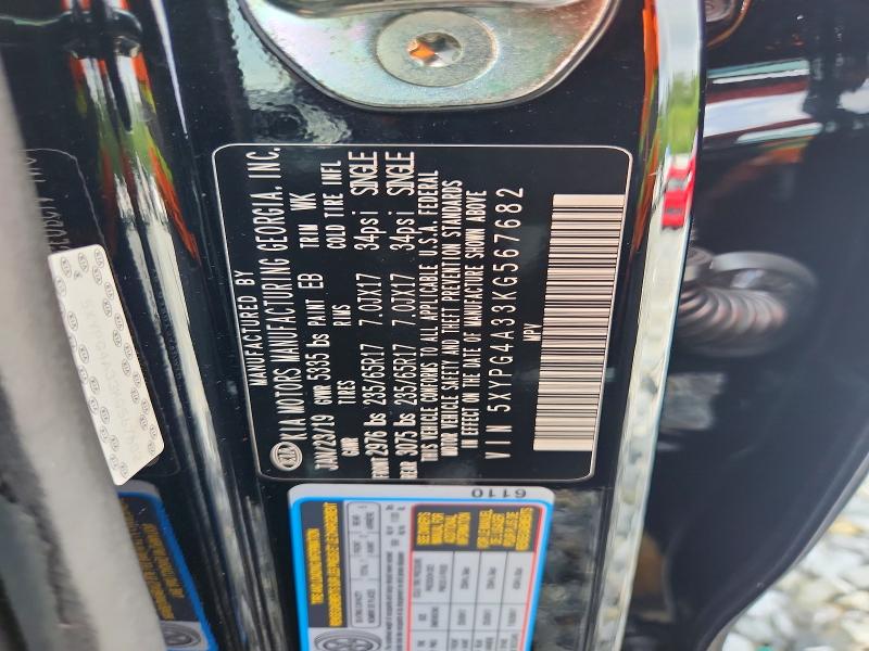62079026 :رقم المزاد ، 5XYPG4A33KG567682 vin ، 2019 Kia Sorento مزاد بيع