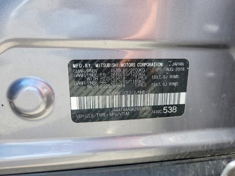 Aukcja sprzedaży 2019 Mitsubishi Eclipse Cross, vin: JA4AT4AA0KZ603680, numer aukcji: 60253926