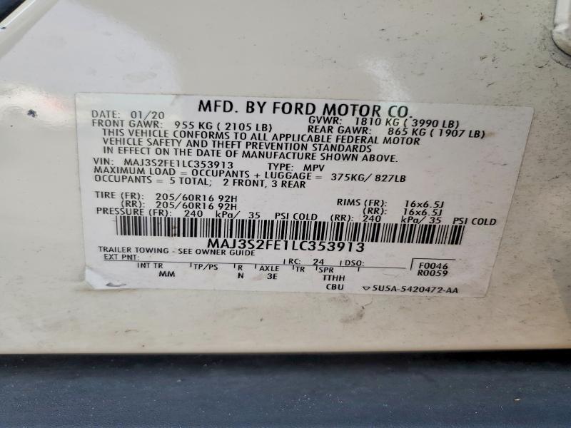 Aukcja sprzedaży 2020 Ford Ecosport, vin: MAJ3S2FE1LC353913, numer aukcji: 62620406