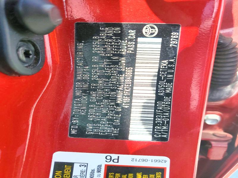 2014 Toyota Camry მანქანა იყიდება აუქციონზე, vin: 4T1BF1FK7EU840665, აუქციონის ნომერი: 59836046