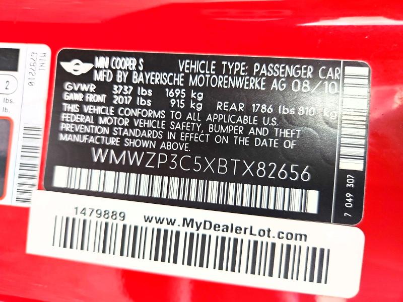 Aukcja sprzedaży 2011 Mini Cooper, vin: WMWZP3C5XBTX82656, numer aukcji: 62988636
