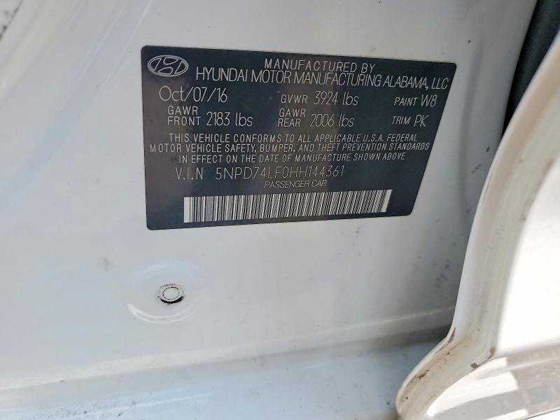 Aukcja sprzedaży 2017 Hyundai Elantra, vin: 5NPD74LF0HH144361, numer aukcji: 62897196