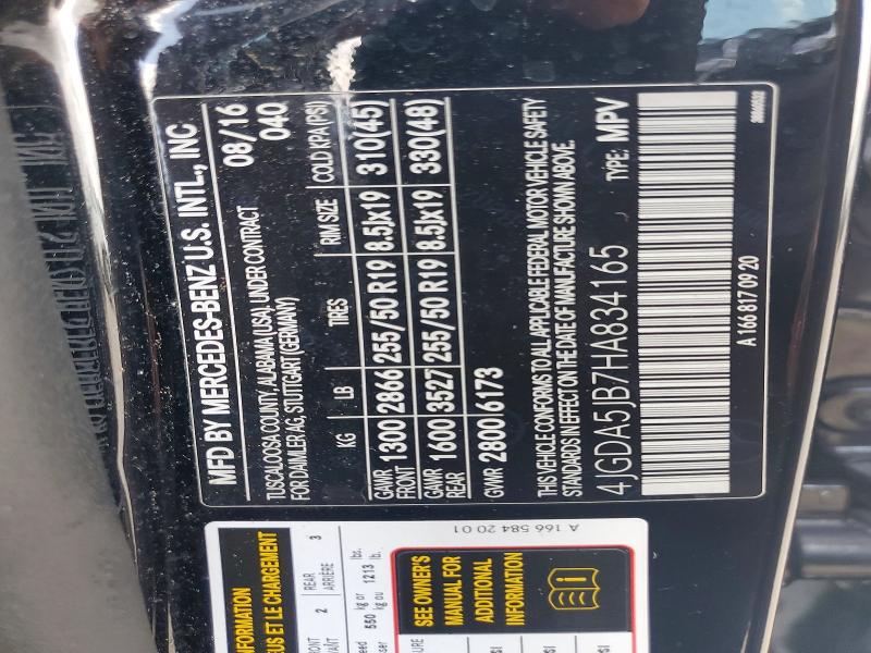 Aukcja sprzedaży 2017 Mercedes-benz Gle, vin: 4JGDA5JB7HA834165, numer aukcji: 60996406