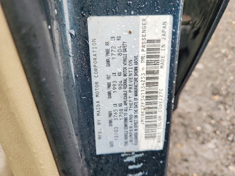 62750246 :رقم المزاد ، JM1BK12F341134253 vin ، 2004 Mazda 3 مزاد بيع