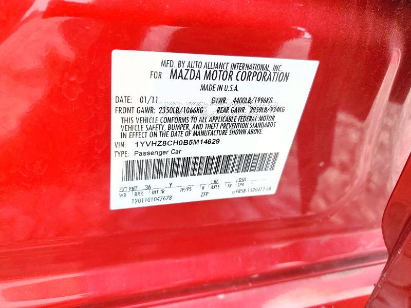 Aukcja sprzedaży 2011 Mazda 6, vin: 1YVHZ8CH0B5M14629, numer aukcji: 61790396