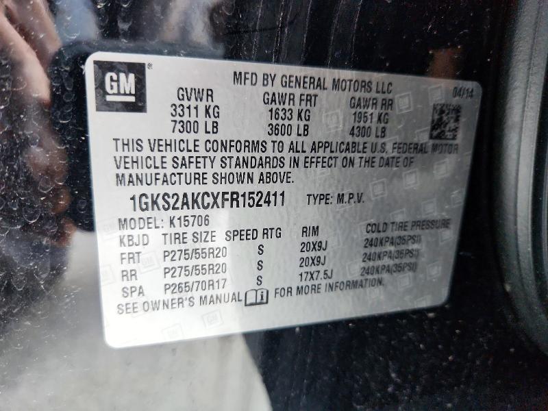 2015 Gmc Yukon მანქანა იყიდება აუქციონზე, vin: 1GKS2AKCXFR152411, აუქციონის ნომერი: 62057436