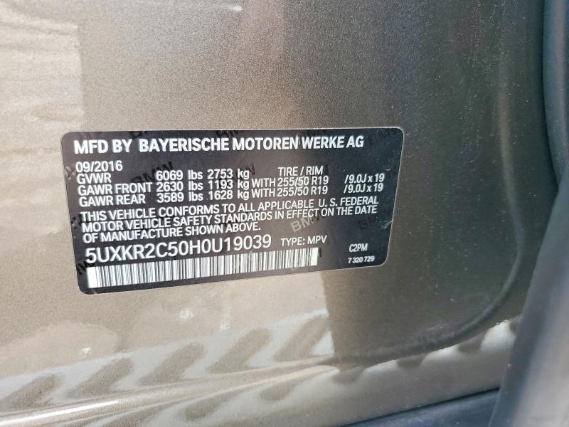 62529186 :رقم المزاد ، 5UXKR2C50H0U19039 vin ، 2017 Bmw X5 مزاد بيع
