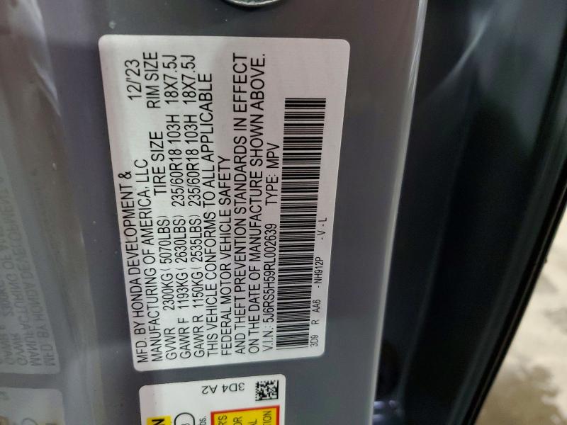 Aukcja sprzedaży 2024 Honda Cr-v, vin: 5J6RS5H59RL002639, numer aukcji: 62884986