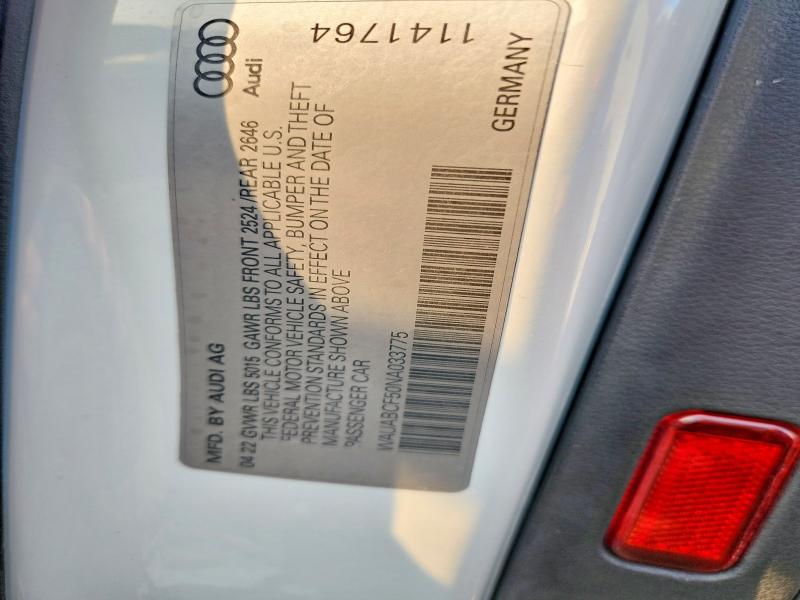 Aukcja sprzedaży 2022 Audi A5, vin: WAUABCF50NA033775, numer aukcji: 62411936