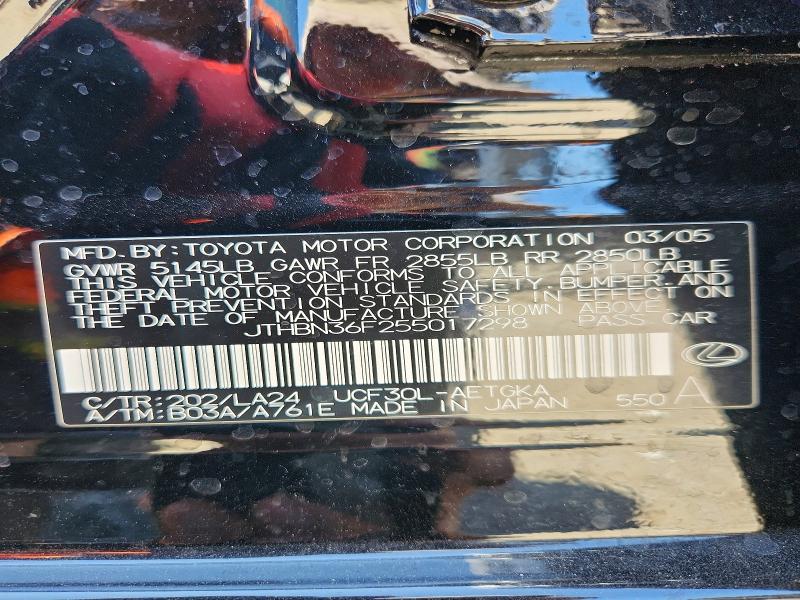 2005 Lexus Ls მანქანა იყიდება აუქციონზე, vin: JTHBN36F255017298, აუქციონის ნომერი: 59590666