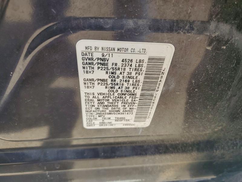 Aukcja sprzedaży 2012 Nissan Rogue, vin: JN8AS5MV5CW361473, numer aukcji: 61791596