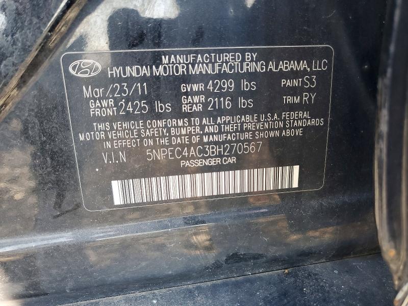 Продажа на аукционе авто 2011 Hyundai Sonata, vin: 5NPEC4AC3BH270567, номер лота: 63125216