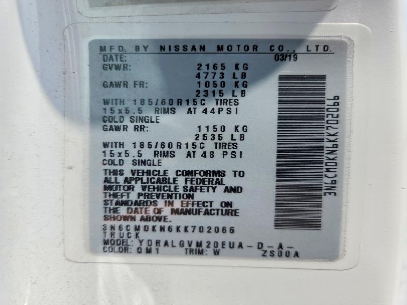 Продажа на аукционе авто 2019 Nissan Nv200, vin: 3N6CM0KN6KK702066, номер лота: 62621366