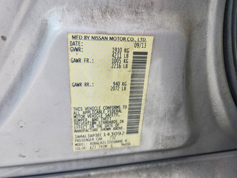 60923916 :رقم المزاد ، 1N4AL3AP3EC143092 vin ، 2014 Nissan Altima مزاد بيع