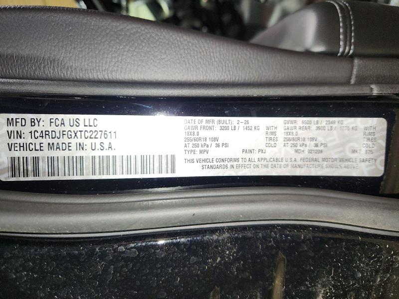 60783596 :رقم المزاد ، 1C4RDJFGXTC227611 vin ، 2026 Dodge Durango مزاد بيع