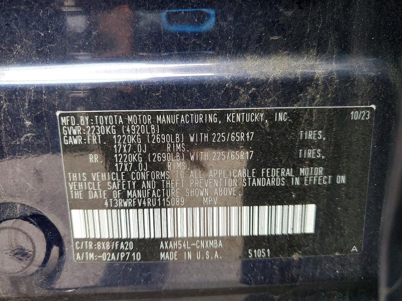 Aukcja sprzedaży 2024 Toyota Rav4 Hybrid, vin: 4T3RWRFV4RU115089, numer aukcji: 60117456