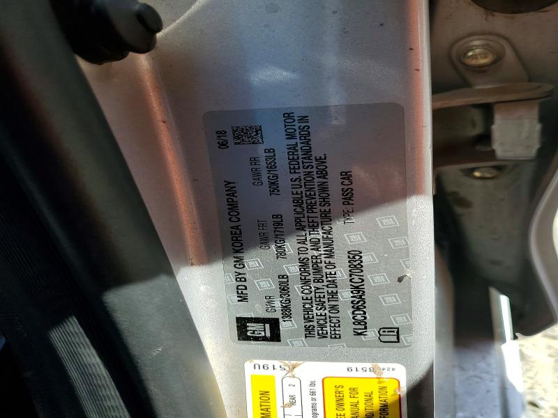 Auction sale of the 2019 Chevrolet Spark, vin: KL8CD6SA9KC708350, lot number: 85770405
