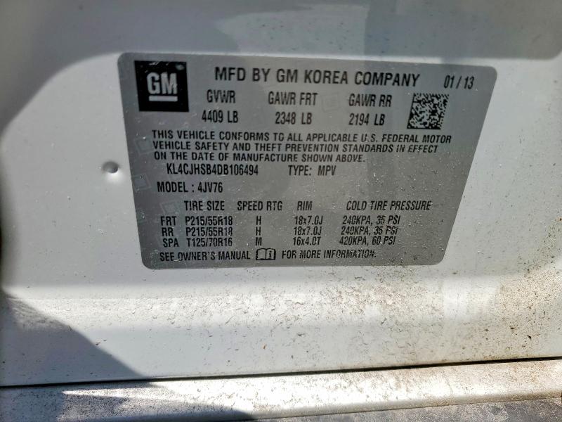 Продаж на аукціоні авто 2013 Buick Encore, vin: KL4CJHSB4DB106494, номер лоту: 59602966
