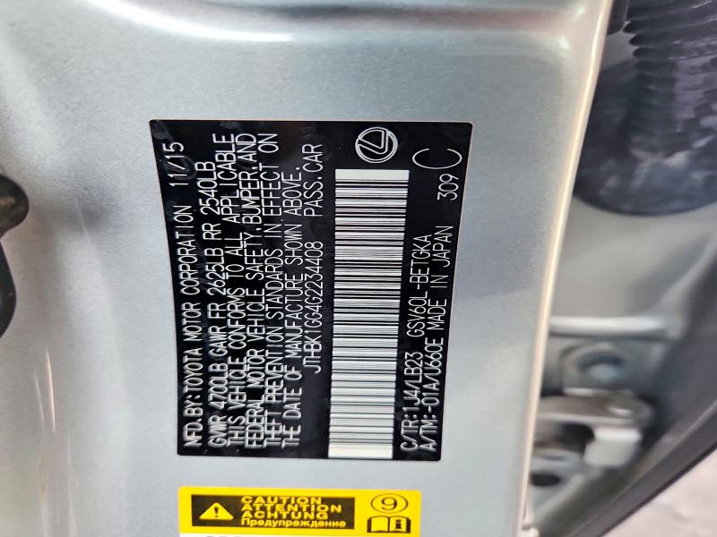 60896836 :رقم المزاد ، JTHBK1GG4G2234408 vin ، 2016 Lexus Es مزاد بيع