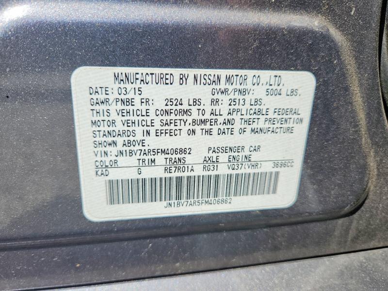 61473436 :رقم المزاد ، JN1BV7AR5FM406862 vin ، 2015 Infiniti Q50 مزاد بيع