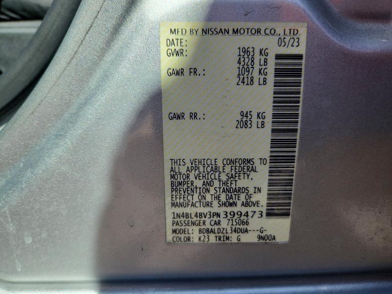 Aukcja sprzedaży 2023 Nissan Altima, vin: 1N4BL4BV3PN399473, numer aukcji: 60200026