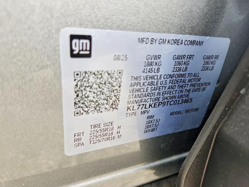 Aukcja sprzedaży 2026 Chevrolet Trax, vin: KL77LKEP9TC013465, numer aukcji: 60255266