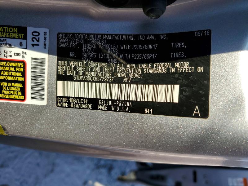 Продажа на аукционе авто 2017 Toyota Sienna, vin: 5TDYZ3DCXHS779737, номер лота: 60072976