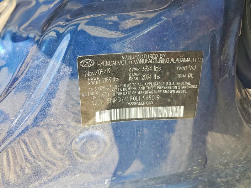 60238836 :رقم المزاد ، 5NPD74LF0LH565019 vin ، 2020 Hyundai Elantra مزاد بيع