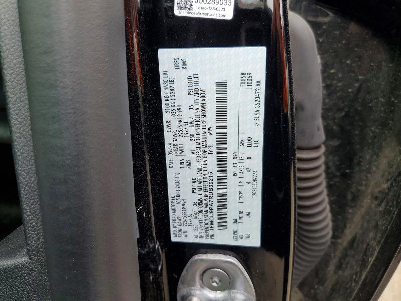 62480376 :رقم المزاد ، 1FMCU9PA7RUB00215 vin ، 2024 Ford Escape مزاد بيع