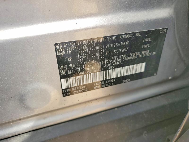 2025 Toyota Rav4 Hybrid მანქანა იყიდება აუქციონზე, vin: 4T3RWRFV5SU190633, აუქციონის ნომერი: 59896836