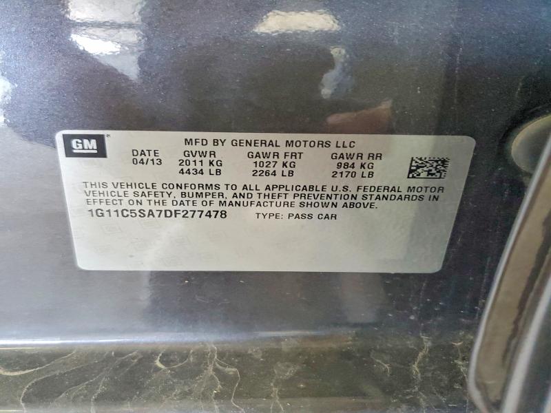 Продаж на аукціоні авто 2013 Chevrolet Malibu, vin: 1G11C5SA7DF277478, номер лоту: 60606376