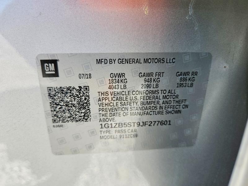 Aukcja sprzedaży 2018 Chevrolet Malibu, vin: 1G1ZB5ST9JF277601, numer aukcji: 59336906