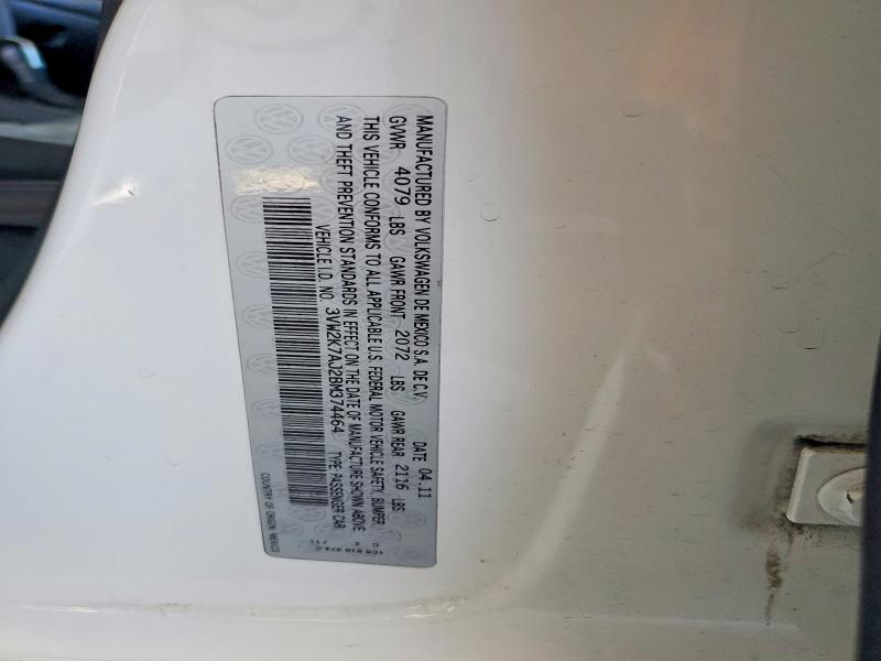 62329746 :رقم المزاد ، 3VW2K7AJ2BM374464 vin ، 2011 Volkswagen Jetta مزاد بيع